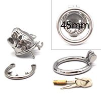 a-YUEYUE Stainless Steel Male Short Cage Device Small Ring Tube for Men Trainners Non Slip, 3 Sizes Optional