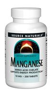Source Naturals Manganese, Amino Acid Chelate - Supports Energy Production - 250 Tablets
