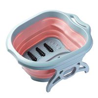 JJDD'G Collapsible Foot SPA Bath Tub with 6 Massager Rollers Large Thick Sturdy Plastic Foot Basin for Feet Soak, Pedicure and Massage Ankles,Blue