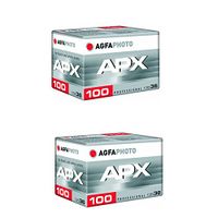 2 Rolls Agfa APX 100 36 Exposure Pro Black and White Negative 35mm Film