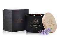 Luxury Scented Soy 3 Wick Candle for Stress Relief & Relaxation High Intensity Aromatherapy (RENEW - Lilac)