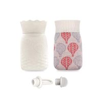 Hot Water Bottle, Iteryn Silicone Heating Bag Microwave Hand Warmer With Knit Cover - Warmer Pad For Hot Compress Cool Therapy, Gift for Birthday Thanksgiving Christmas Valentine's Day - 10.8 OZ White