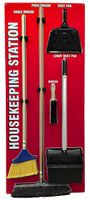 5S Housekeeping Shadow Board Broom Station RED (with Broom Kit)