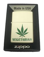 Zippo Custom Lighter -"Vegetarian" Weed Pot Leaf Marijuana Plant Design