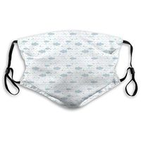 Fashion Comfortable Windproof mask,Nursery Concept Tiny Clouds Pouring Raindrops and Droplets,Printed Facial Decorations for Unisex M
