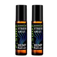 7,500mg Hemp Infused Stress Away Roll-On Therapeutic Essential Oil Blend of 7,500mg C02 Extracted Hemp, Ylang Ylang, Lavender, Sandalwood Australian, Marjoram Sweet, Peru Balsam (2 Pack)
