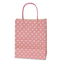 Panda Party Supplies Twisted Handle Matte Light Pink Polka Dot Paper Shopping Gift Bags (12)