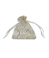 Ankirol 100pcs Sheer Organza Favor Bags for Wedding Baby Shower Rattan Print Gift Bags Samples Display Drawstring Pouches (3.5x4.5, White)