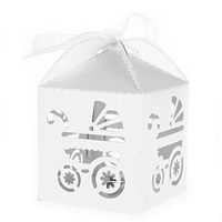 PIXNOR 50pcs Favor Candy Boxes Paper Ribbon Gift Boxes - White