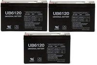 Universal Power Group 6V 12Ah F1 SLA Battery for Streamlight Litebox SL40 Flashlights - 3 Pack