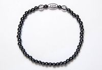 Magnetic Therapy Bracelet Joy & Happy Faces Black & Silver (Size Medium - 7.5")