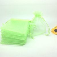 ANSLEY SHOP 100pcs 4x5 Inches Drawstrings Organza Gift Candy Bags Wedding Favors Bags (Apple Green)