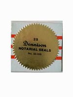 Dennison, Notarial Seals, 32-326, Gold, Sawtooth Edge, 2 1/2" Diameter, 25 Per Box, Limit 1 Per Customer