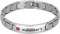 Elegant Surgical Grade Steel Medical Alert ID Bracelet for Men and Women (Men's, Alzheimer's)