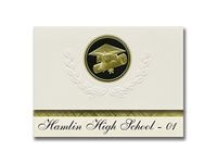 Signature Announcements Hamlin High School - 01 (Hayti, SD) Graduation Announcements, Presidential style, Basic package of 25 Cap & Diploma Seal. Black & Gold.