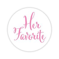 Her Favorite Wedding Stickers, Choose Your Colors, Wedding Favor Stickers (Bubblegum on Matte - Her Favorite)(403-BG)