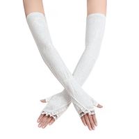ECHERY Long Lace Floral Half Finger Sunscreen Arm Cooling Protective Sleeves for Men/Women Outdoor Activities UV Skin Protection