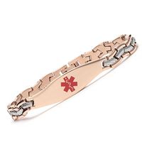 Tarring Rose Gold Mermaid Medical id Bracelet for Girl-Stainless Steel-Free Engraving (8.5)