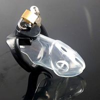 HZS Men's Ware with Lock Bird Cage Metal Silicone Binding Lock Supplies T-Shirt (Color : Transparent Color)