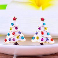 1set Girls Kids Christmas Gift Jewelry Christmas Pine Tree Ear Cuff Stud Earring Best Accessory Good Accessories Women Design Cheap Bright Designer Novelty