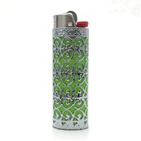 Lucklybestseller Metal Lighter Case Cover Holder Hollow Design for BIC Full Size Lighter J6 (Floral Hollow-Silver)