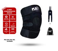 Knee Brace Support Compression Wrap Sleeve Patella Stabilizer 4 Strap Flexible Adjustable for Arthritis Tendonitis Pain, Meniscus Tear ACL LCL MCL Sprain Injury ML & Plus Size 1X-3X (Man Men Women)