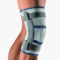 Bort Orthopedics 114460 Knee Bandage with Articulated Joint, Knee Brace, Patella Instability, Made in Germany (Silver, Large, Left)