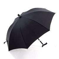 WAWZJ Umbrella Multifunctional Reinforcement Long Handle Umbrella Crutch Umbrella Self Defense Skid Climbing Walking Stick Umbrella,Black