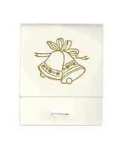 50 White Imprinted Bells Matches Matchbooks Wedding, Anniversary, Birthday, Party, Your Choice of Color of Print