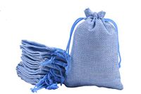 Sansam 25pcs 13.0x17.0cm/5.2''x6.8'' Sky Blue Color Drawstring and Lining Burlap Bags,Hemp/Hessian Bags, Jewelry Pouches, Wedding Favors, Jewelry Packing, Gift Bags