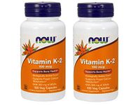 Now Vitamin K-2 100 Micrograms with 300 Milligrams of Alfalfa Supports Calcium Metabolism and Bone Health (100 Veg Capsules) Pack of 2