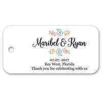 Pretty Floral Personalized Custom Party Wedding Favor Gift Tags - 1.5" x 3" - 30ct