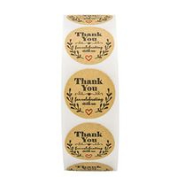 Simdoc 500Pcs Round Kraft Thank You Stickers Adhesive Labels Seals for DIY Baking Party Wedding Gifts Decor