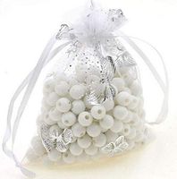 100pcs Organza Wedding Party Gift Bags Butterfly Drawstring Pouches Jewelry Gift Bags Christmas Party Gift Favor Bags (6"x9", White)