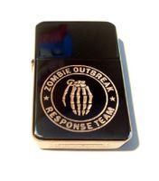 Vector KGM Thunderbird Custom Lighter - NEW Dead MAN Skeleton Military Seal Zort Z.o.r.t. Zombie Outbreak Response Team Logo Black Sparkle ICE High Polish Chrome Rare!