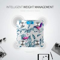 Bluetooth Body Fat Scale Floral Tropical Leaves Smart Wireless Scale with LCD Display Measuring Body Weight Bmi and Health Digital Scale