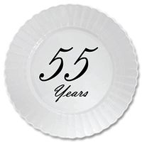 55 Years Classy Black Plastic Dessert Plate (8 CT) by Partypro