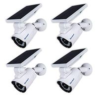 Motion Sensor Solar Light Outdoor,800Lumens 8pcs Led Spotlights 5-Watt Solor Powered Security Lights for Garden Driveway Patio,3 Modes,4 Pack,Aluminum(White)