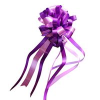 Norbi 10 Wedding Pull Flowers with Tulle Tails Christmas Large Pull Bows for Wedding Car Door Fruit Basket Gift Box-Purple