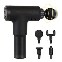 Massage Gun Deep Tissue Percussion Muscle Massager Portable Handheld Electric Body Massager with 6 Speeds Adjustment & 4 Types of Massage Heads for Pain Relief Therapy and Relaxation - Black