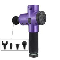 Portable Massage Device Helps Relieve Muscle Soreness and Stiffness, Massage Gun Deep Tissue Percussion, Handheld Button Quiet Electric Body Massager with 4 Massage Heads（Purple）