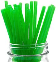 Made in USA Pack of 250 Green Slim (7.75" X 0.21") Plastic Drinking Straws (FDA-approved, Non-toxic, BPA-free)