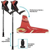 Smart Crutch Performance Series Forearm Crutch with Premium Spring Loaded Flextip, 15-90 Degree Rotation - 2 Adult Ergonomic Adjustable Walking Aids - Large, Red Burner