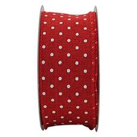 Ribbon-King Christmas Wired Edge Ribbons, Christmas Wreath, Autumn,Decorative, Gift Wrapping Ribbon, 1-1/2 Inch X 10 Yards (Wht Polka dots)