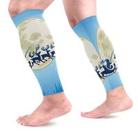LEVEIS Moon Christmas Day Blue Reindeer Arm Sleeves UV Protection for Men Women Sunblock Protective Gloves Running Golf Cycling Driving Long Arm Cover 1 Pair