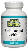 Natural Factors - Unbleached Lecithin 1200mg, Supports Emulsification of Dietary Fats, 180 Soft Gels