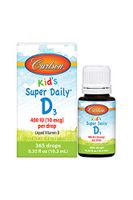 Carlson - Kid's Super Daily D3, Vitamin D Drops for Kids, 400 IU (10 mcg) per Drop, Heart & Immune Health, Vegetarian, Liquid Vitamin D Drops, Unflavored (365 Drops)