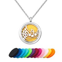 CLY Jewelry Stainless Steel Locket Pendant Necklace Tabs Eighth Notes with Pads Aromatherapy Diffuser Necklace
