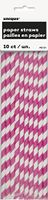 Hot Pink Striped Paper Straws, 10ct