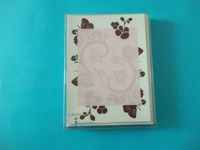 Crane CC9381 Color Scroll Design on Pearl White Imprintable Finish 100% Cotton 10 Cards 10 Envelopes 5 3/4" x 7 11/16"